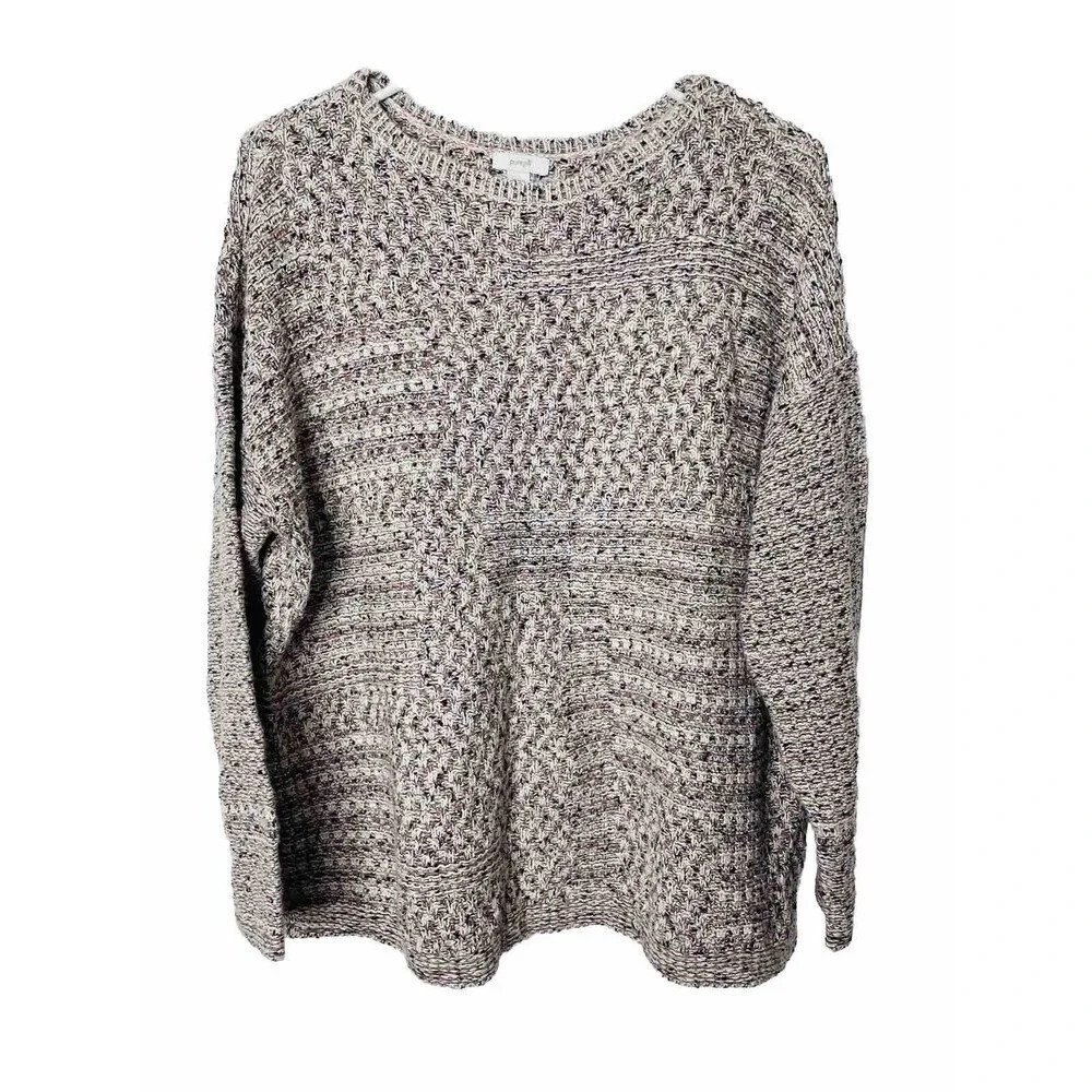 Pure Jill Pullover Textured Knit Sweater Sz LP Women Stretch Long Sleeve Boho